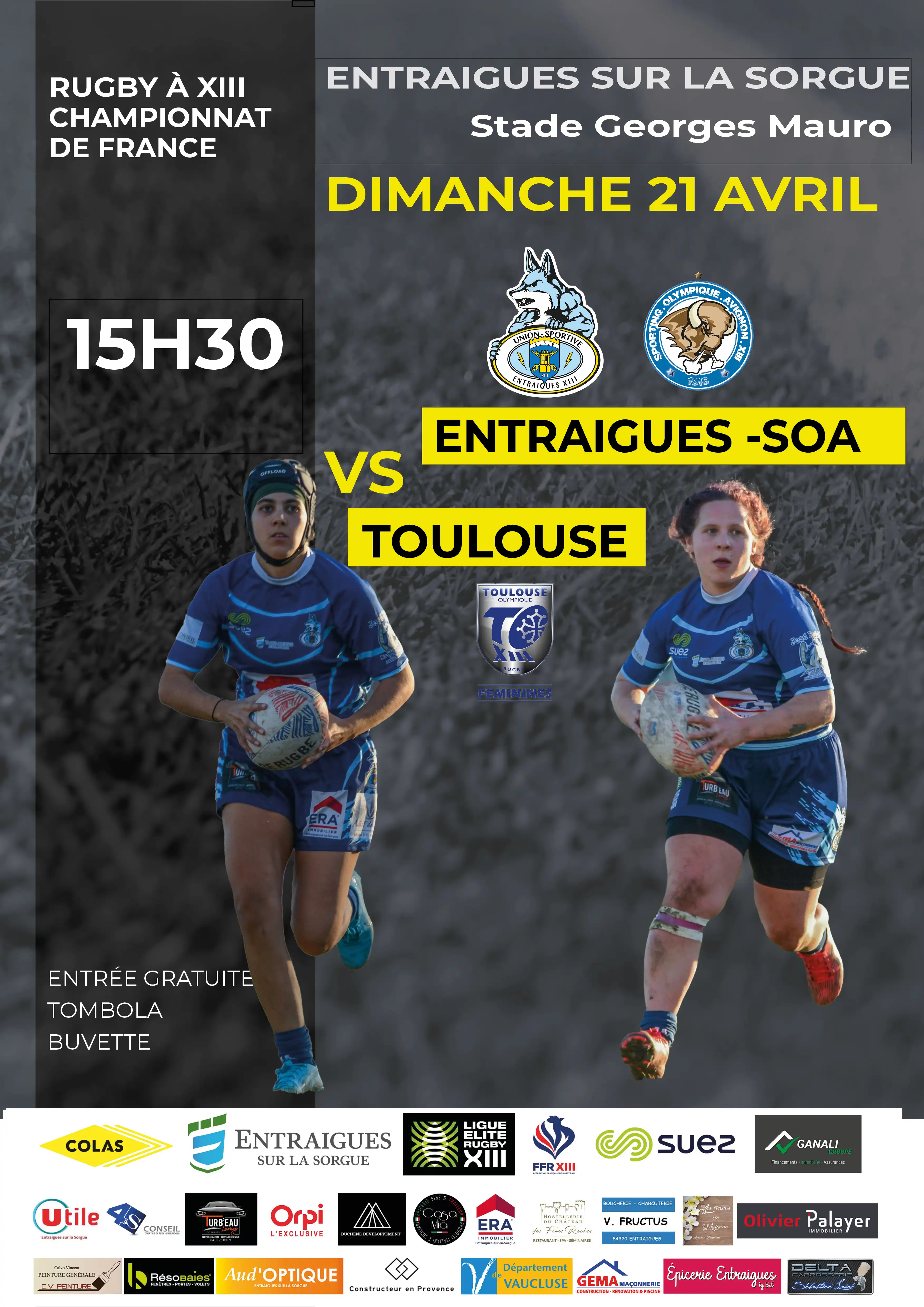 affiche FEMININES  USE-SOA vs TOULOUSE 