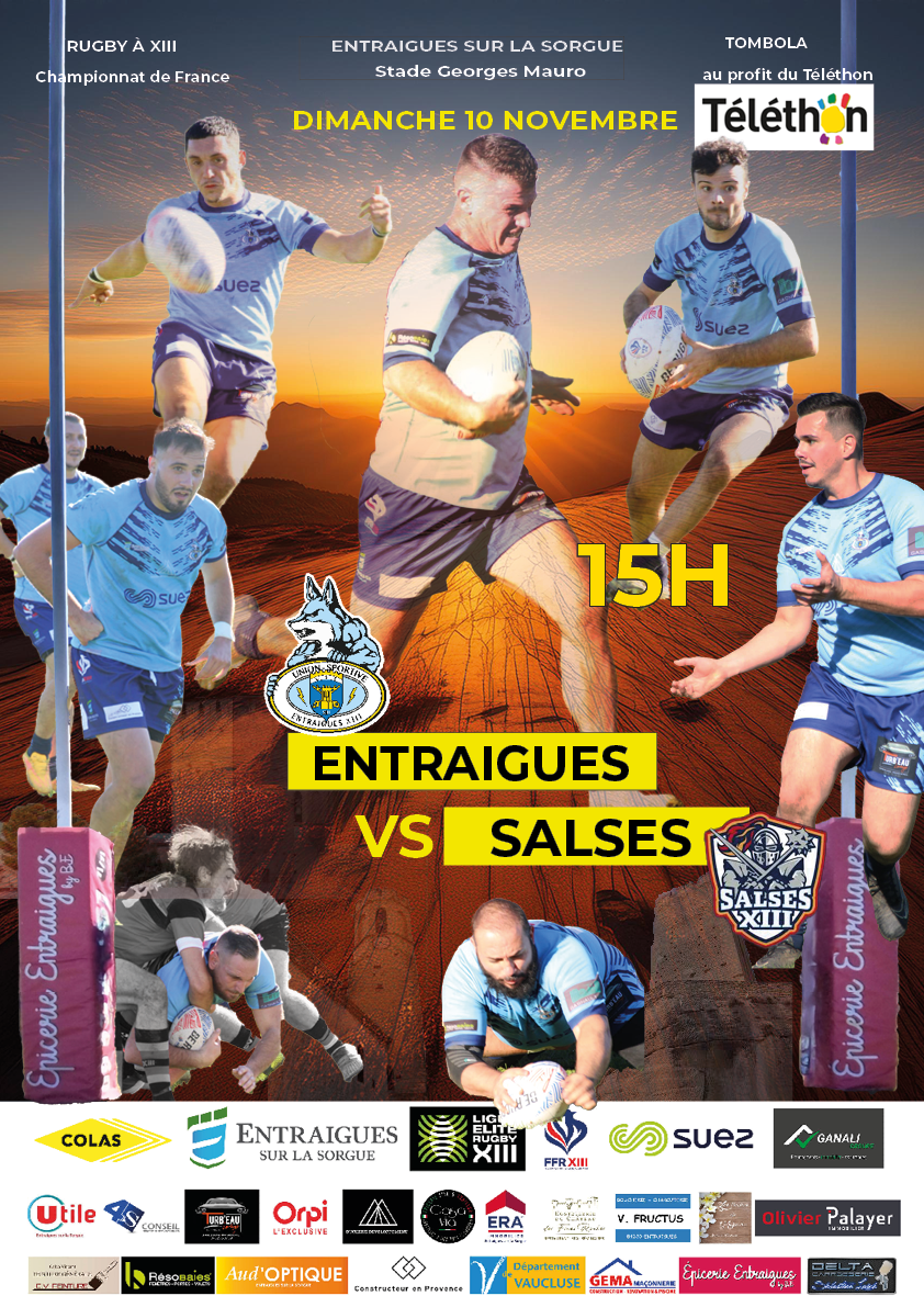 affiche match USEXIII vs SALSESXIII 10 novembre 2024 sénior DN1 stade Georges Mauro