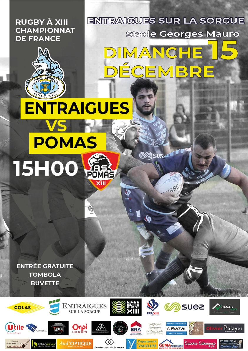 affiche de match USEXIII division nationale contre Pomas XIII