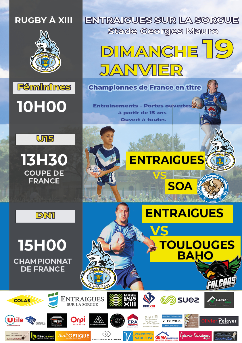 affiche de match USEXIII vs Toulouges/Baho du 19 janvier 2025 en division nationale / DN1 catégorie sénior