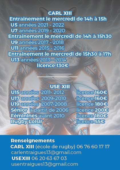 flyer rugby 2025-2026 FLYER SAISON 2025-2026 USEXIII - CARLXIII